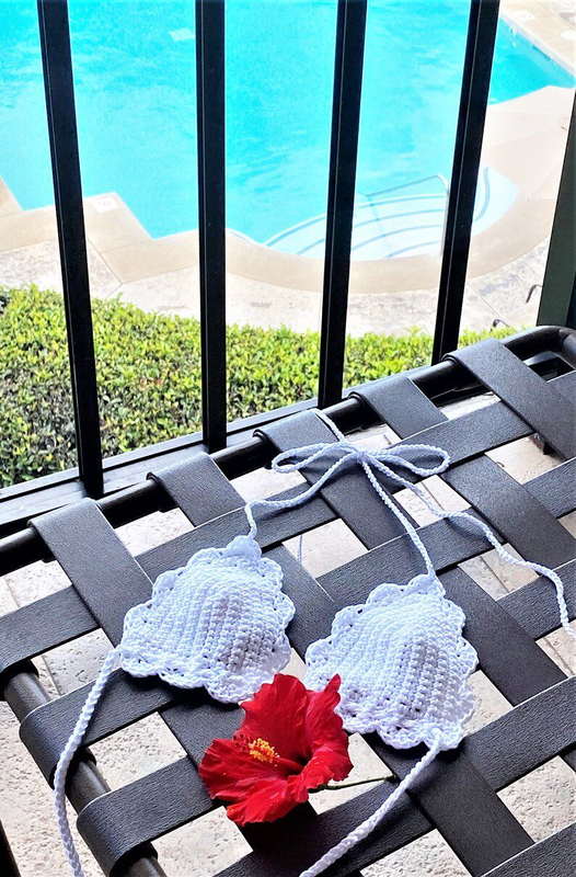 Handmade Bra, Lingerie - Cotton, Honeymoon,Bride, swimming suit, Scalloped